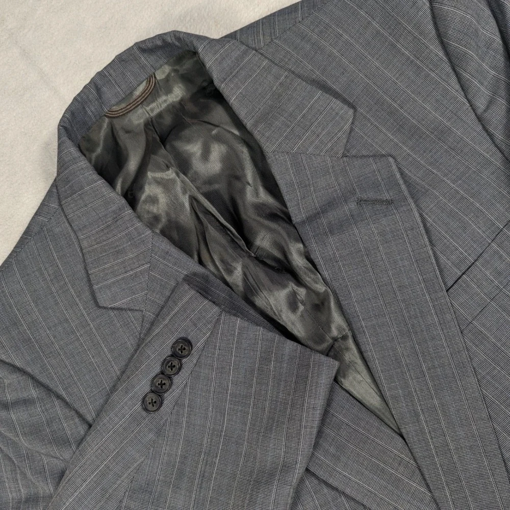 Vintage Christian Dior Monsieur Mens Grey Pinstripe Blazer Two Button